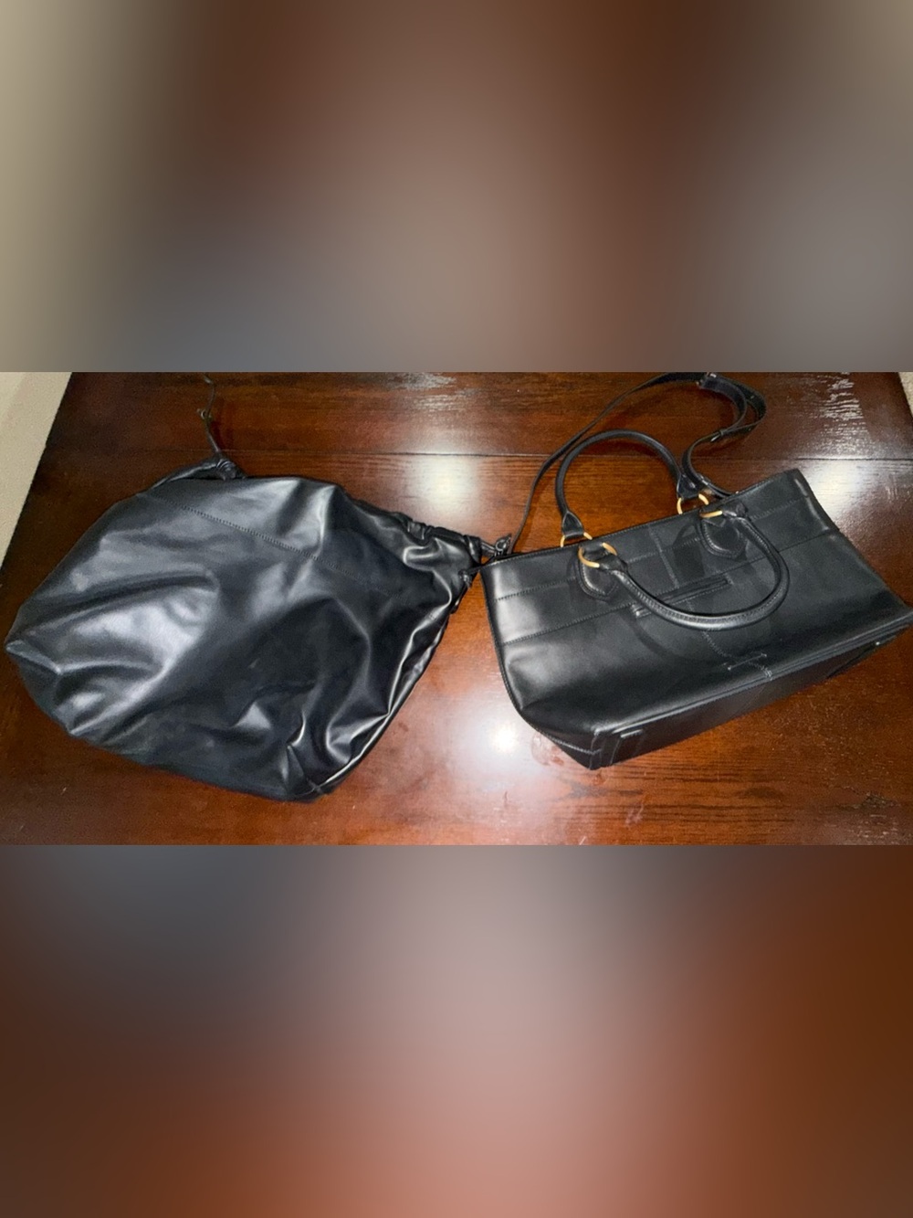 New! Vince Camuto Liann black leather tote bag - Picture 4 of 7